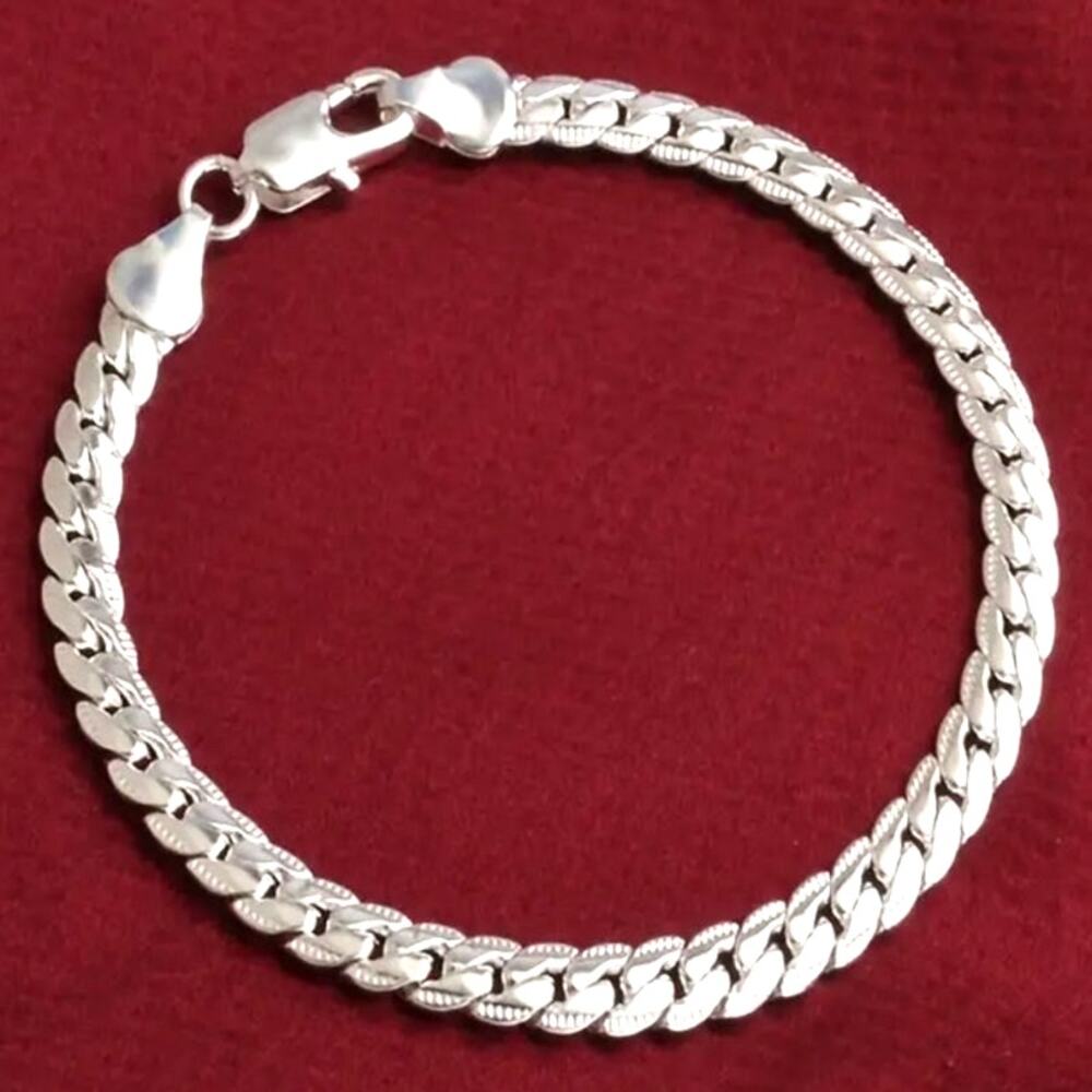 925 Sterling Silver Bracelet Cuban Snake Chain Link Birthday Christmas Gift NEW